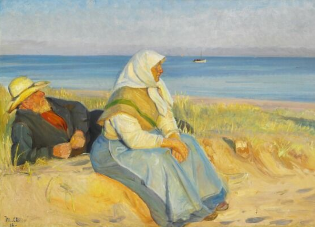 Michael Peter Ancher (1849-1927). A fisherman and his wife in the dunes. 1916–1917. Oil on canvas.
