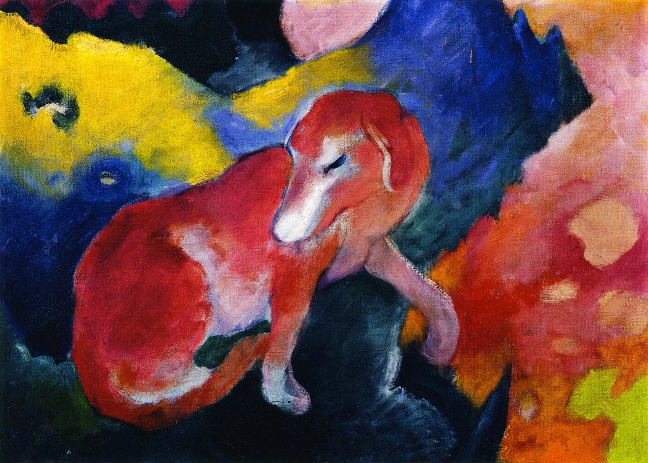 Franz Marc (1880-1916). Roter Hund. 1911. Öl auf Leinwand.50x70 cm. Staatsgalerie, Stuttgart