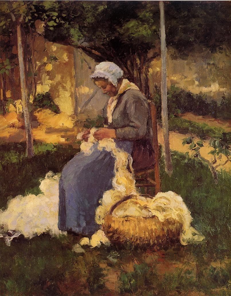 Camille Pissarro. Peasant Woman Carding Wool. 1875