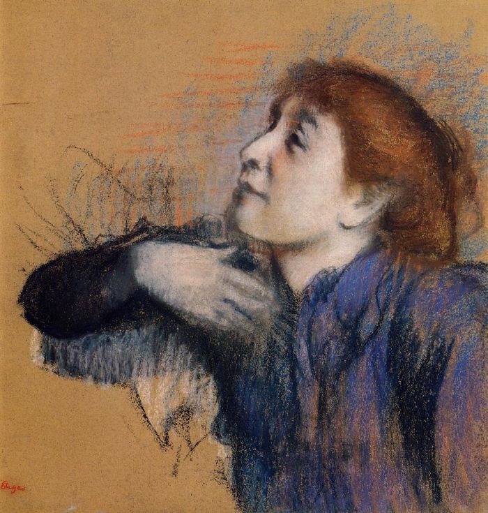 Edgar Degas. Bust of a Woman. (circa 1880-1885). Pastel on tan paper. Private collection