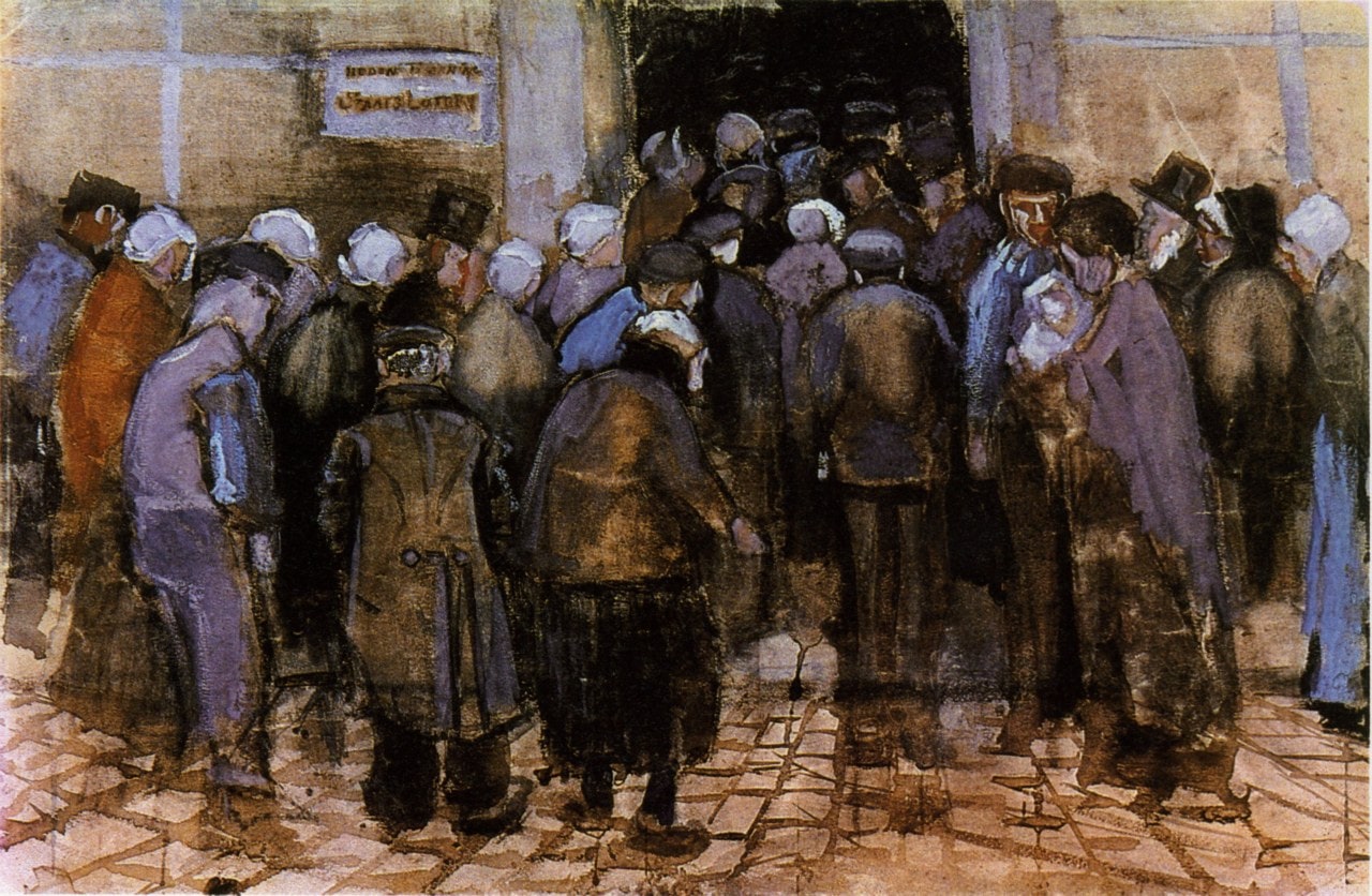 Gogh, Vincent Willem van. The Poor and Money. June 1883. Watercolor, 38 × 57 cm (15 × 22.4 in). Van Gogh Museum, Amsterdam