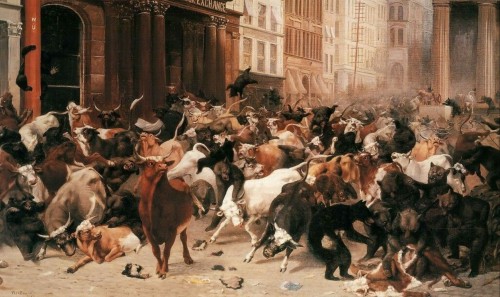 Уильям Холбрук Берд (1825-1900). Быки и медведи на товарной бирже. 1879
