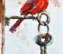 Bev Jozwiak (Born 1953 in Vancouver, Washington). Low Key. The Red Cardinal. Watercolor